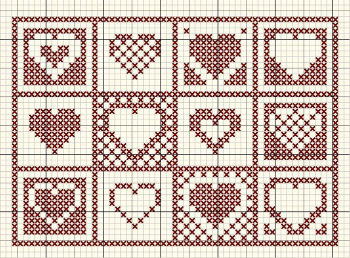 Филейное вязание схема сердечки