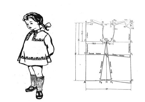 Построение выкройки-основы платья дошкольницы